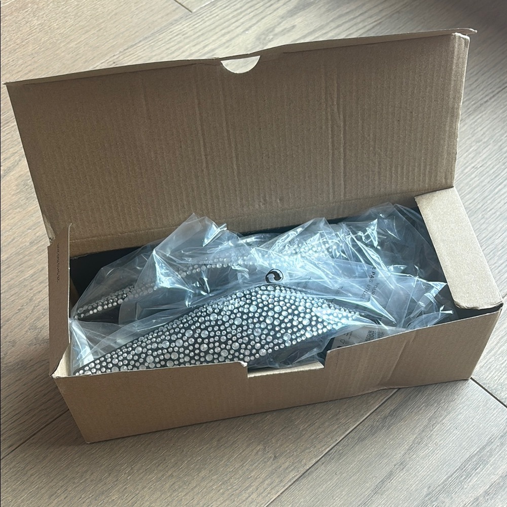 Mango Silver Rhinestone Kitten Heels - Never Worn